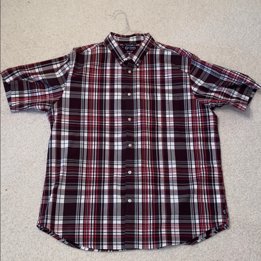 Chaps size XL brown plaid short sleeve button up